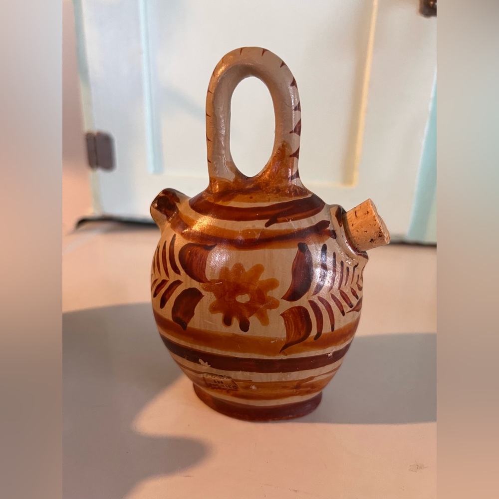 VINTAGE MINI MEXICAN TONALA CLAY POTTERY WATER JUG